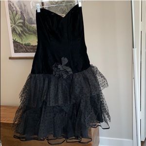 Black velvet 80s prom dress polka dot tutu costume